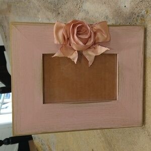 Vintage Andi Steinberg hand-painted rose pink picture  frame shabby chic girly